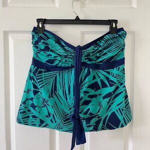 Jaclyn Smith Teal and Navy Bandeau Swim Top